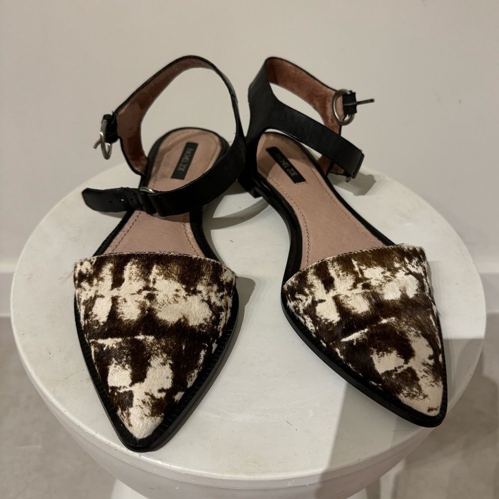 Rachel Zoe Genuine Calf Hair Ankle Strap Flats